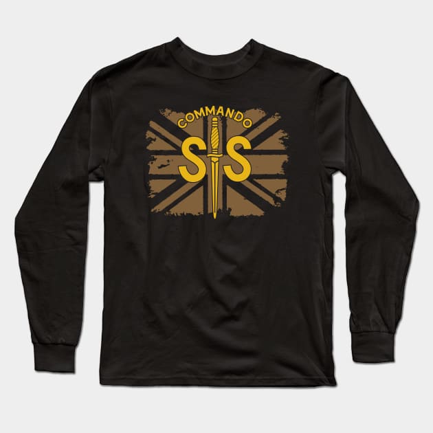 WW2 British Army No2 Commando SAS Badge with Union Jack Long Sleeve T-Shirt by GRIM GENT